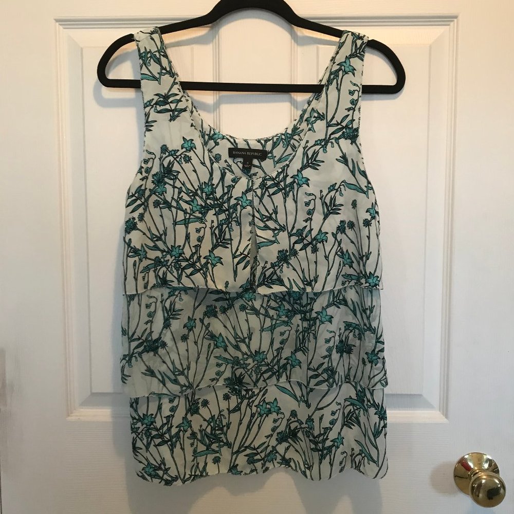Banana Republic Floral Tiered Ruffle Tank Top